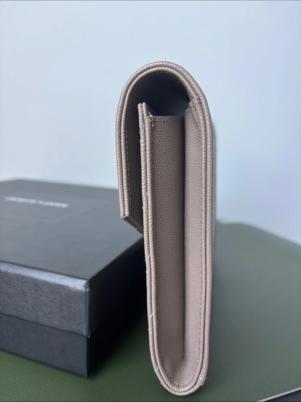 Saint Laurent Envelope Pouch in Quilted Powder Grain Embossed Leather